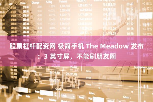 股票杠杆配资网 极简手机 The Meadow 发布：3 英寸屏，不能刷朋友圈
