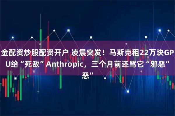 金配资炒股配资开户 凌晨突发！马斯克租22万块GPU给“死敌”Anthropic，三个月前还骂它“邪恶”