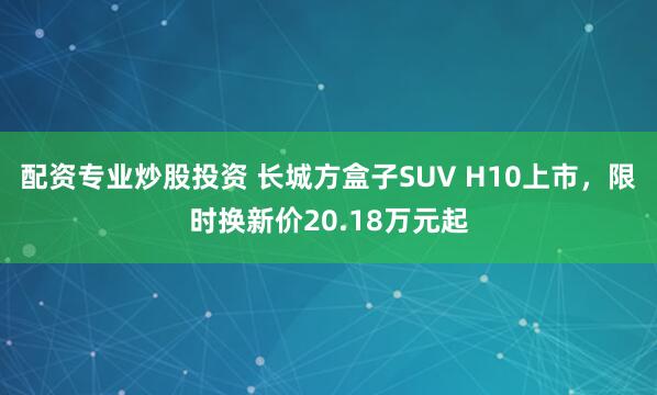 配资专业炒股投资 长城方盒子SUV H10上市，限时换新价20.18万元起